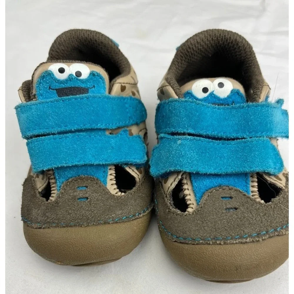 Stride Rite Cookie Monster Baby Boy Sz 5 Wide 5W Leather Shoes